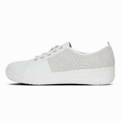 Fitflop F-Sporty Leather Scoop-Cut Perf - Sneaker Damen - Weiß (SYR086231)